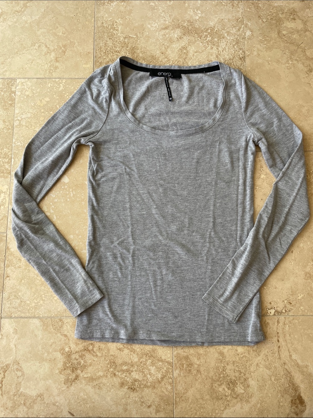 energie Scoop Neck Long Sleeve Top - Gray